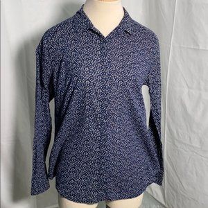 LOFT long sleeve button up micro flowers m